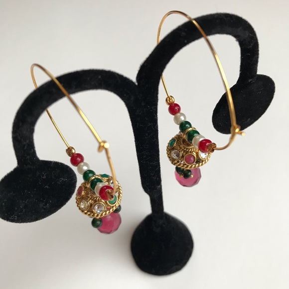 Bollywood hoop earrings _ handmade - Picture 5 of 8